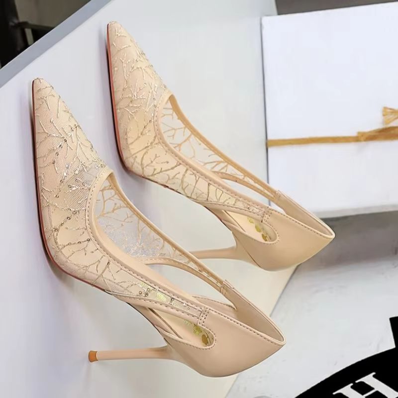 Women Shoes With Heels - BIGTREE New Design Hollow Out Glitter