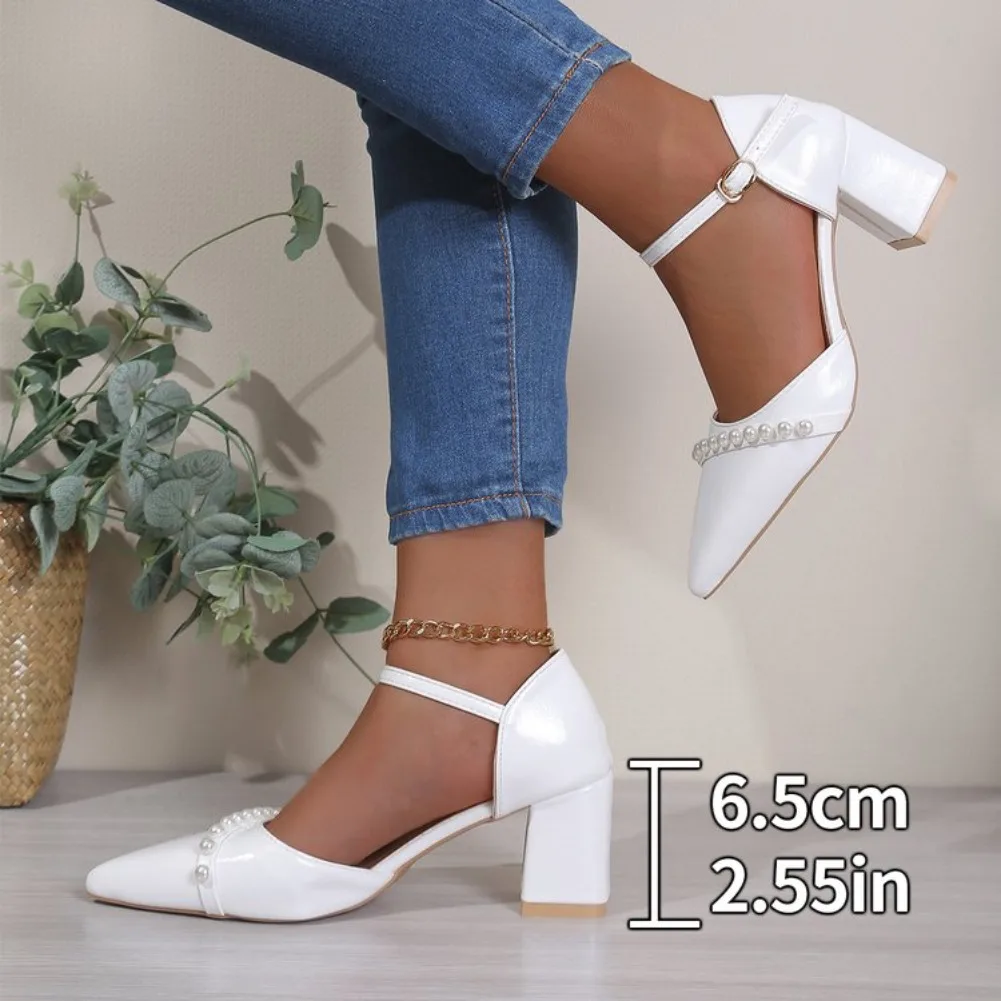 Rhinestone Sandal Women - Women's Pointed Toe Block Heel Cutout