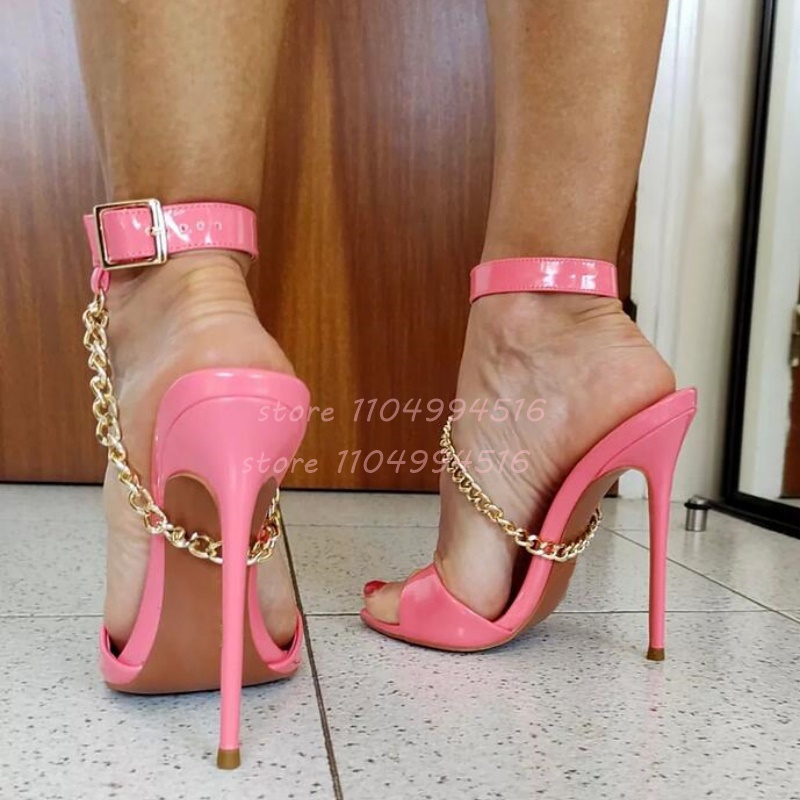 Pink Patent Leather Gold Chain - Gold Chain Sandal recension och pris
