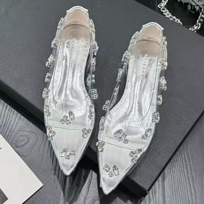 2026 Transparent PVC Rhineston - Pointed Toe Flat recension och pris