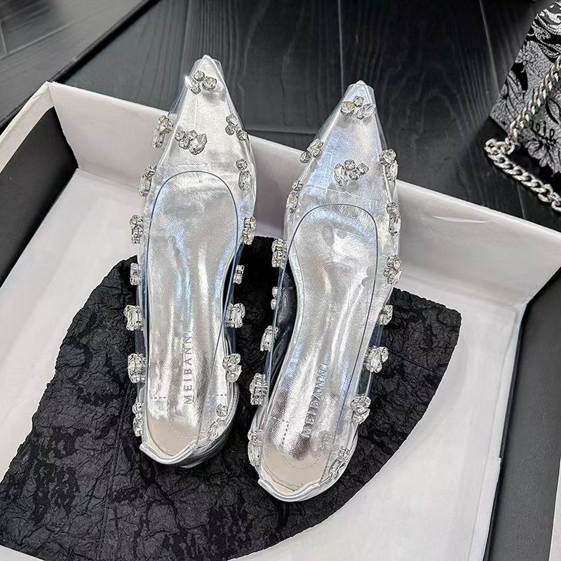 2026 Transparent PVC Rhineston - Pointed Toe Flat recension och pris