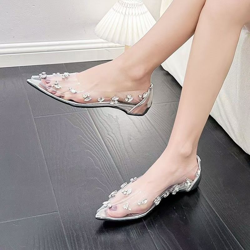 2026 Transparent PVC Rhineston - Pointed Toe Flat recension och pris