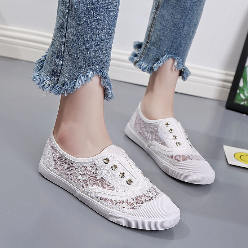 Fashion Lace White Canvas Shoe - Women'S Shoes Com recension och pris