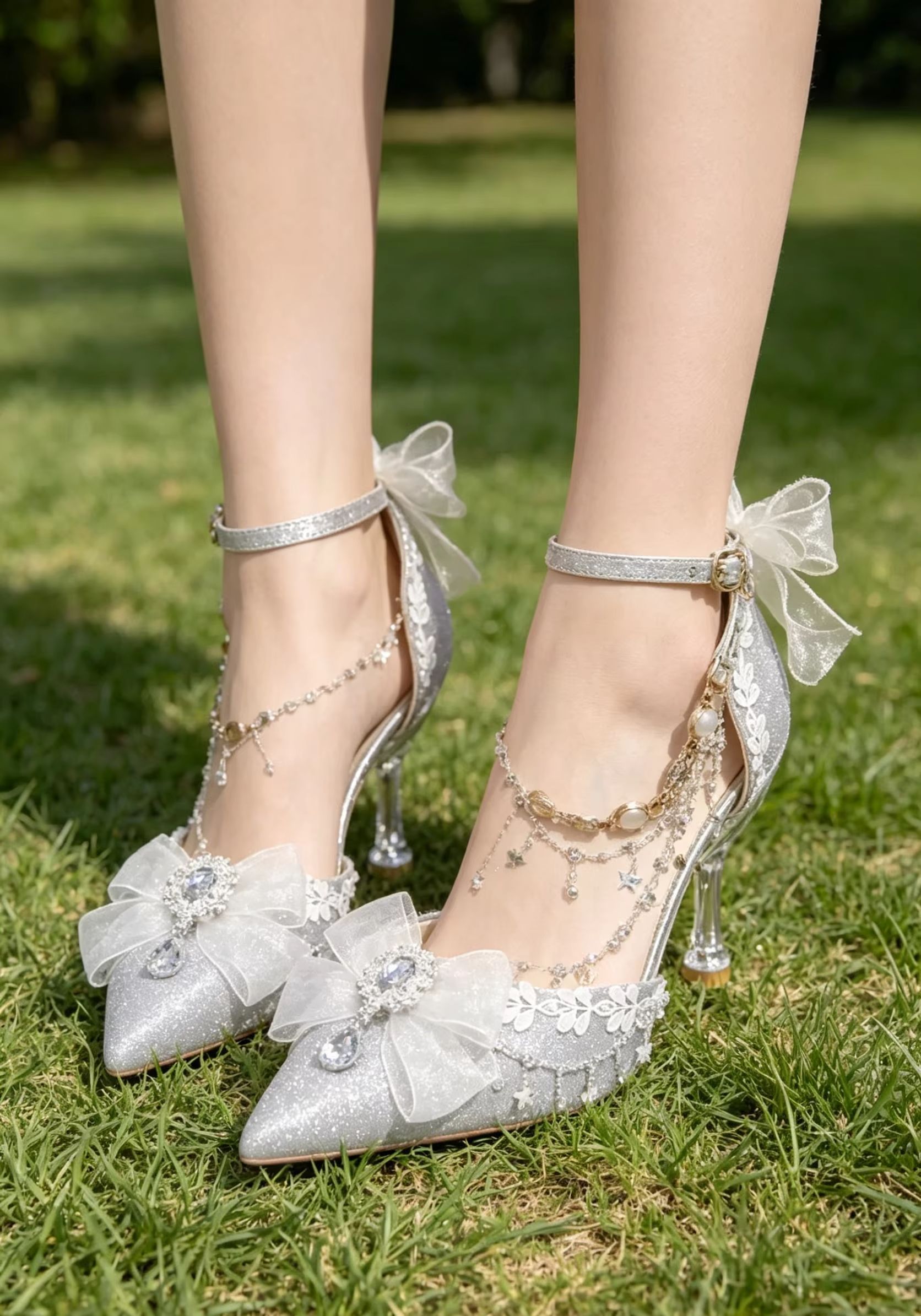 Silver Glitter Wedding Bridal  - Rhinestone Sandal Women recension och pris