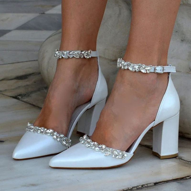 Pointed High Heel Thick Heel S - Rhinestone Sandal Women recension och pris