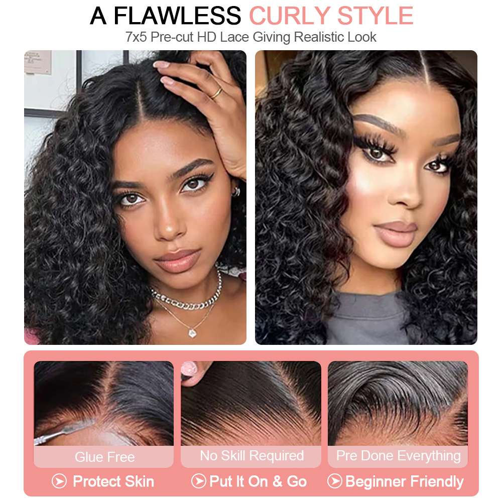 Water Curly Short Bob Wigs 250 - Women'S Shoes Bobs recension och pris