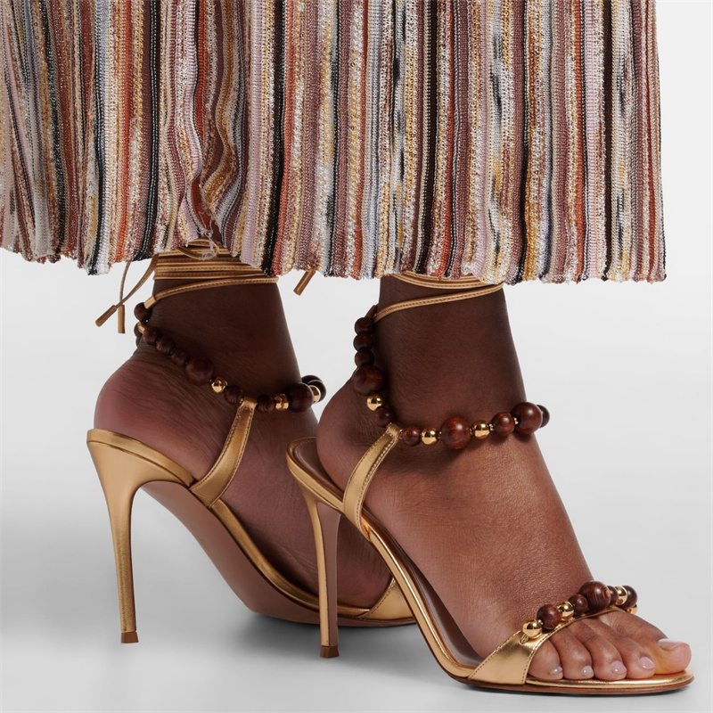 Retro Luxury Brown Leather San - Gold Chain Sandal recension och pris